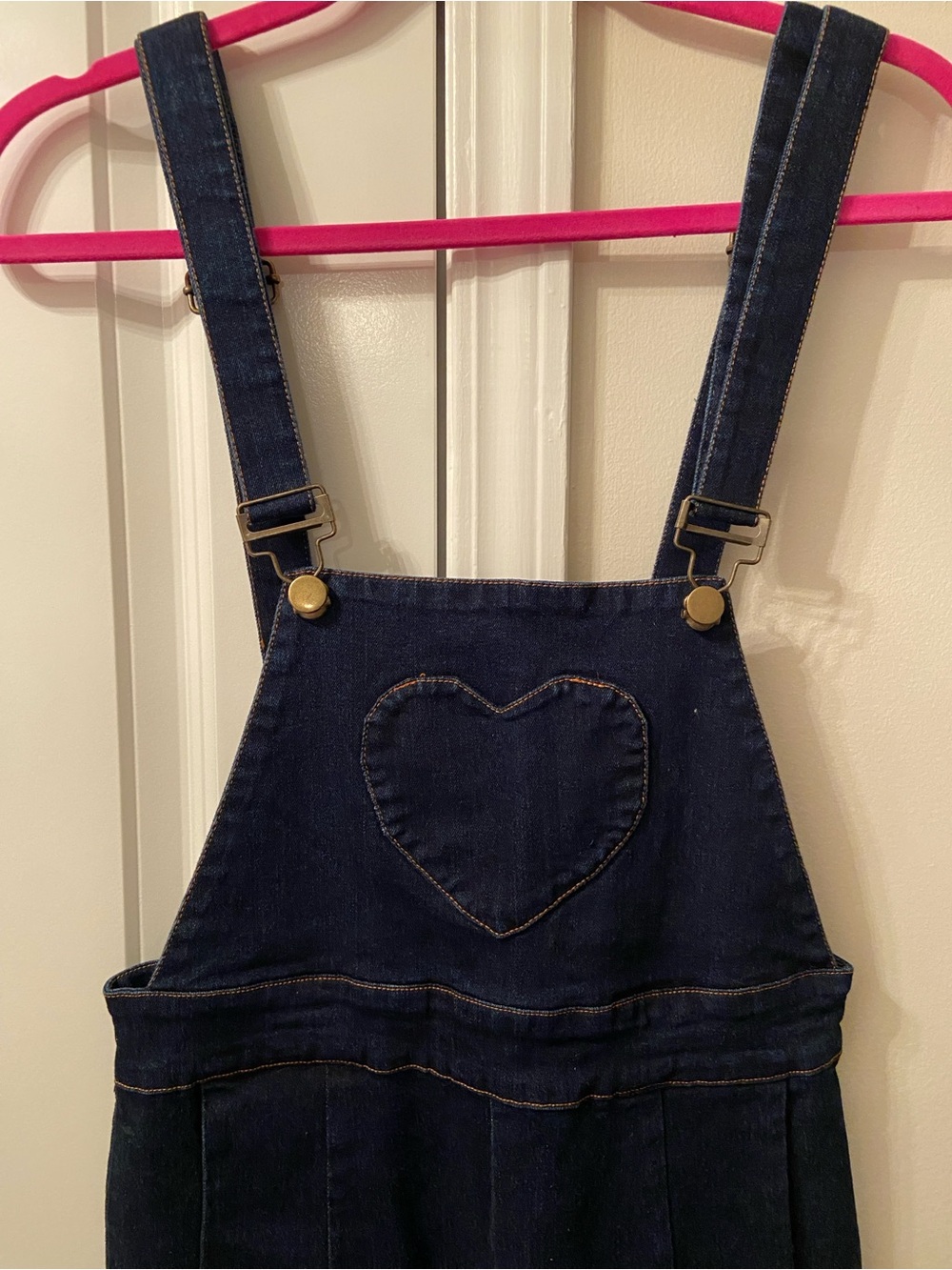 VooDoo Vixen size 6/M/UK10/EU38 heart overalls deep indigo ModCloth Motel NWOT - Picture 9 of 10